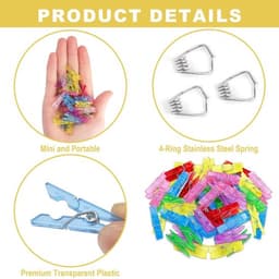Wasknijpers Mini - 100 Stuks Transparante Clips - Fotoclips - Kleine Klemmen - Decoratieve Clips - Breekbestendig Plastic — thumbnail 3