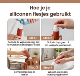 Reisflesjes (Set van 8) 90 ml - Lekvrije reisflesjes | Aardebruin en hemelsblauw, Navulbare knijpflesjes,TSA-goedgekeurd voor handbagage, gemakkelijk te vullen en schoon te maken — thumbnail 3