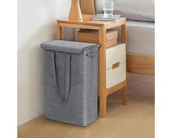 REDOM Wasmand 39 x 19 x 60 cm – Smal en Opvouwbaar – Met Deksel en Handvatten – Ruimtebesparend voor Badkamer, Slaapkamer en Wasruimte – Donkergrijs