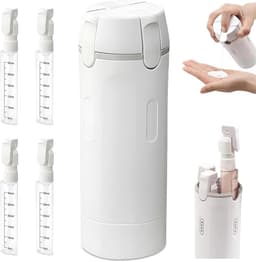 4-in-1 reisdispenserfles, navulbare, lekvrije reisflessen voor shampoo en lotion, ruimtebesparende set met drukpomp voor handbagage en toilettas — thumbnail 1