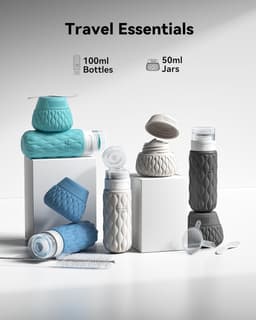 8 Stuks Reisflessen voor Toiletartikelen, 100ml/50ml Siliconen Reisflessen Set, Lekvrij Reisflessen Reisflessen Containers voor Shampoo Conditioner Lotion Crème — thumbnail 5