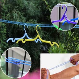 2 stuks Draagbare waterdichte waslijn, Nylon Waslijn (Blauw, Groen) | Nylon, lengte: 5 m, roosterontwerp, in lengte verstelbaar, stevig en duurzaam, voor het drogen van kleding, beddengoed enz. — thumbnail 3