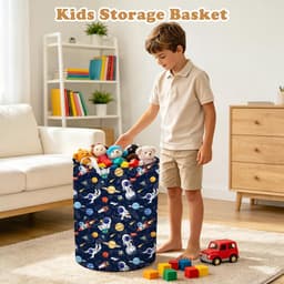 wasmand,Opvouwbare wasmand met handgrepen,Waterdichte opbergmand voor slaapkamer badkamer, astronaut — thumbnail 3