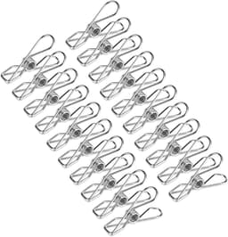 Metalen wasknijpers - 100 stuks - Opberghaken - Windbestendige enkele clip - Multifunctionele veerklem - Roestbestendig en stevig - Geschikt voor het vastklemmen van kaarten of foto's - 5,7 cm draadklem - Roestvrij staal — thumbnail 3
