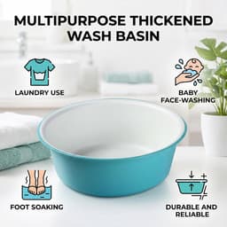Wasserij, Verdikte Multifunctionele Waskleren Ronde Wasbak Keukenputten Wassen Wastafel Thuis Slaapzaal Bad Gezicht Wassen (26x9cm) — thumbnail 4