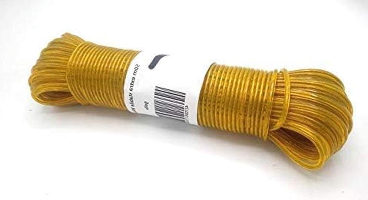 Waslijn - Drooglijn - Buiten Wassen - Extra Sterke Draadinleg - 50 m - Geel — afbeelding 1