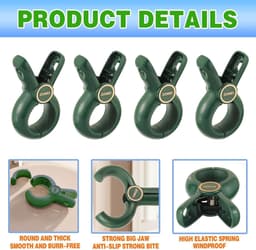 Grote Wasknijpers - Handdoek Klemmen - Wassen Ophangen - Winddicht Antislip - 10.5 cm - Groen — thumbnail 3