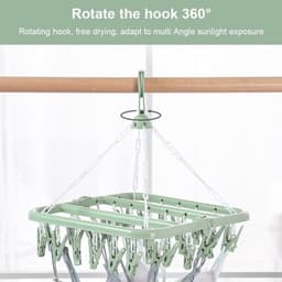 Opvouwbaar droogrek met 32 klemmen en windbestendige hanger — thumbnail 3