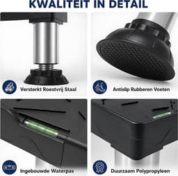 Wasmachine Verhogingsvoet - Instelbare Wasmachine Verhoger - Universele Apparaatverhoger - RVS Steun - 21 Tot 24cm - Zwart — thumbnail 2