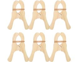 Houten wasknijpers - Kledingklemmen set - Huishoudelijk organiseren - Robuuste grip - 6 stuks - Niet gespecificeerd