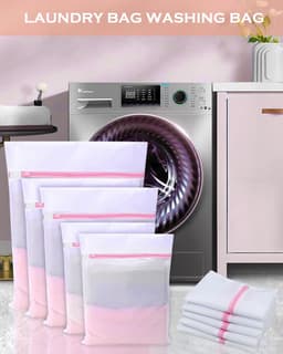 Thijox - Wasmachine wasnet-waszak voor beha, schoenen, ondergoed, babykleding, sokken, reizen, 5 stuks, met ritssluiting, duurzaam materiaal — thumbnail 2