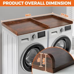 Wasmachine Aanrecht - Droger Werkblad - Wasruimte Organiseren - Met Randbescherming - 54 inch Breed - Houtkleur — thumbnail 2