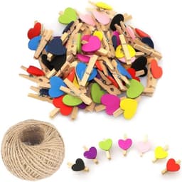 Mini Houten Hart Wasknijpers - Hart Foto Clips Kleine Wasspelden - Foto's Ophangen - Milieuvriendelijk Houtmateriaal - 3 cm - Mix-kleur — thumbnail 1