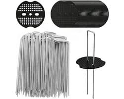 Grondanker - Zilver - 150 x 40 mm - Verzinkte U-vormige Haken met Bufferschijven - Voor Tuin en Buiten
