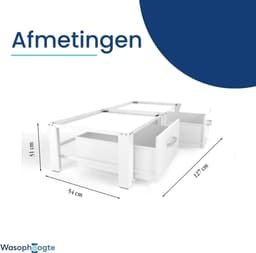 Wasmachine Verhoger - Wasmachine Onderstel - Rugklachten Voorkomen - Met Uitschuifbare Lade - 31 cm hoog - Wit — thumbnail 4