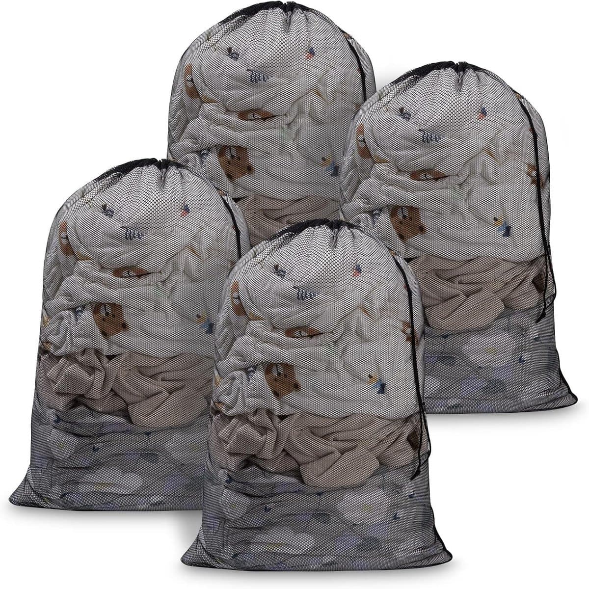 4 Stuks Treksluiting Waszakken, 70×90 cm Mesh Waszakken voor Delicate en Zware Was, Duurzame Netzakken voor Wasmachine, Ideaal voor Kleding en Ondergoed — afbeelding 1