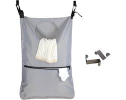 Hangende waszak, waszak voor deur, wasmand met 2 extra roestvrijstalen deurhaken, wasmand, grijs | Wasmand voor de deur, grote wasmand voor ruimtebesparende opslag, badkamer, slaapkamer, grijs