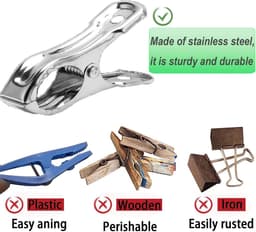 Towel Clips, 20-Piece Clothespins, Strong Clips, Stainless Steel Clothespins for Drying Clothes, Beach Towels, Bath - ShopVlot — thumbnail 4
