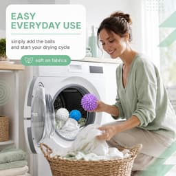 Wasballen voor wasmachine - 6 stuks - herbruikbare droogballen - optimaliseert droogprocessen - m-winkel — thumbnail 2