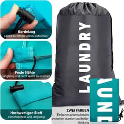 Wasnetjes met ritssluiting - Zwart en Blauw - 91×61 cm - Oxford Doek Reiswaszak met Trekkoord - Voor Reizen en Dagelijks Gebruik — thumbnail 3