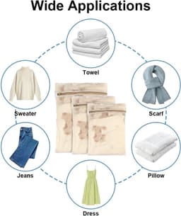Wasnetjes met ritssluiting - Wit - 30 x 40 cm - Katoenen Waszak voor Delicate Kleding — thumbnail 2