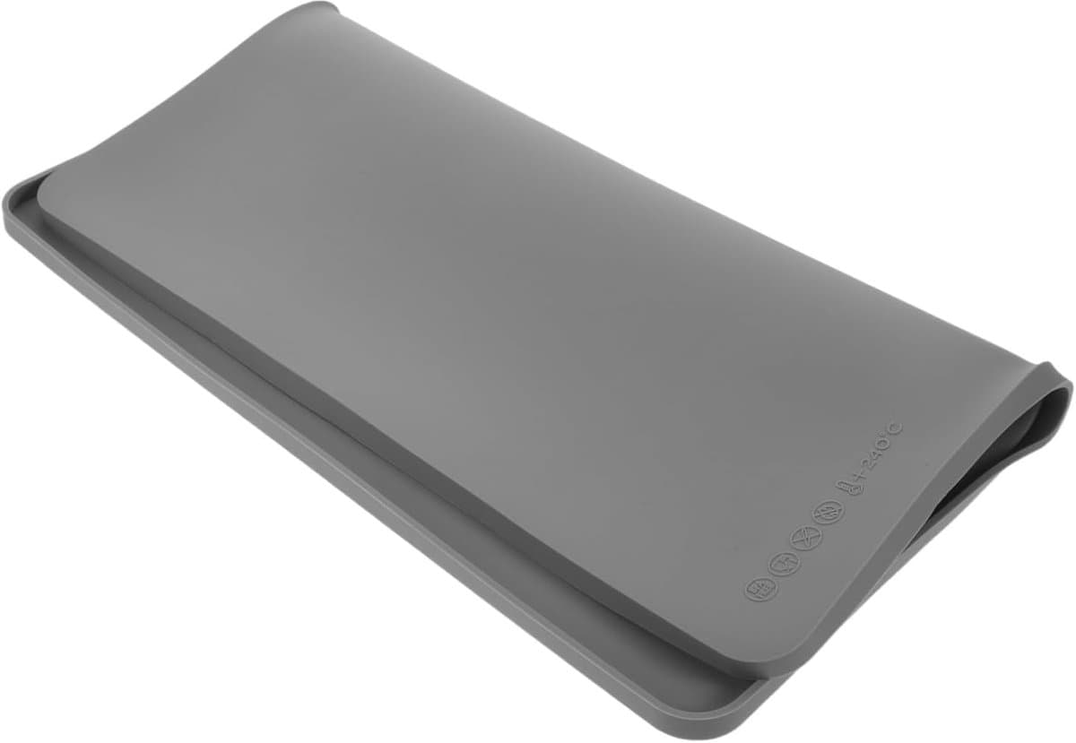 Lekbak Siliconen Mat - Wateropvangbak Vochtregulator - Apparaat Beschermen - Opstaande Rand - 40x40 cm - Grijs — afbeelding 1