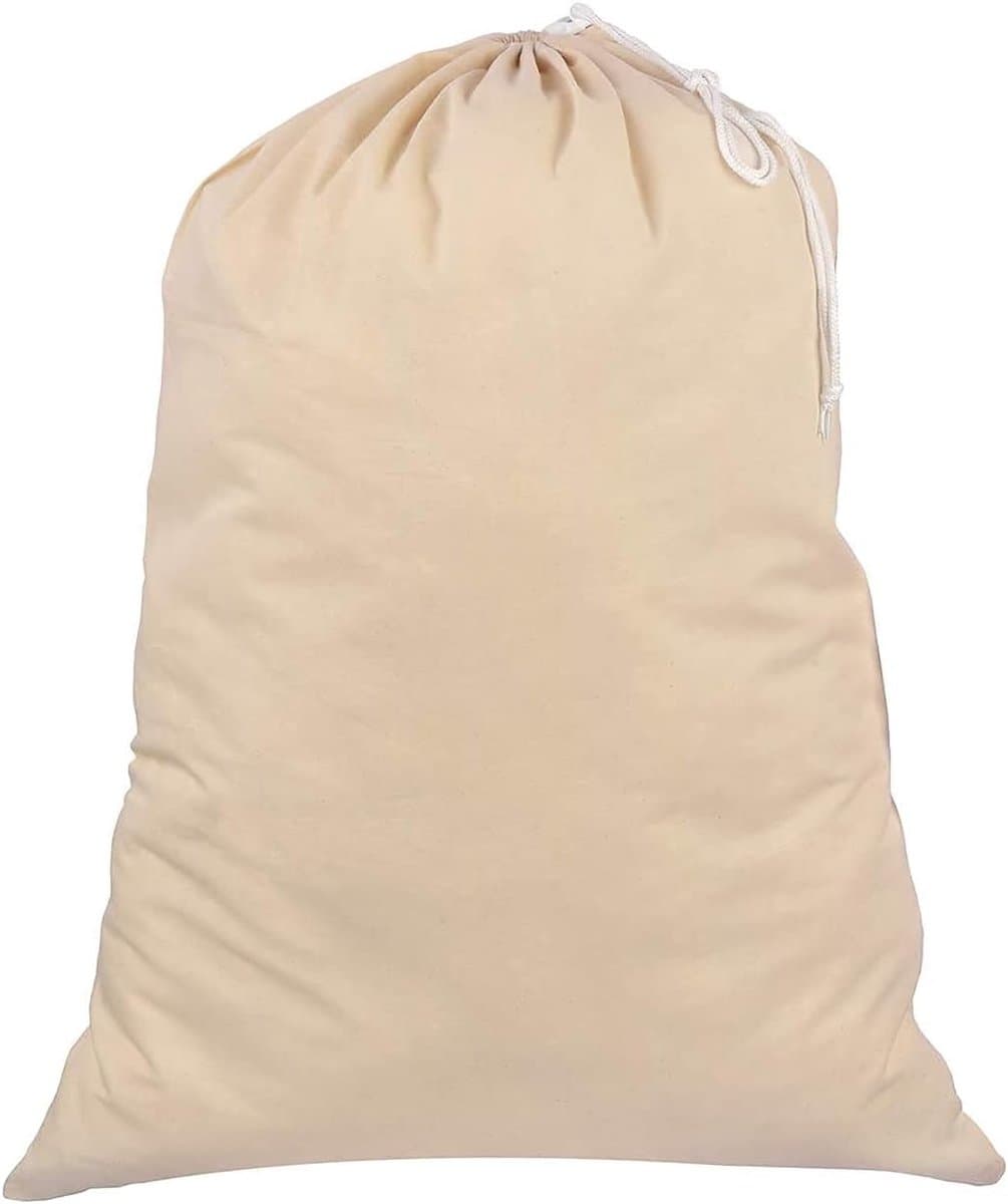 SnelShoppen - Extra grote boodschappentassen voor wasgoed, 71 x 91 cm, 75 liter, 100% katoen, duurzaam, trekkoord met kabelsluiting, machinewasbaar en — afbeelding 1