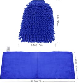 2 stuks waterdichte microvezel autowashandschoen en 1 stuks microvezeldoekset, zacht koraal auto chenille washandschoen handschoen met reinigingsdoek, droogdoek voor het wassen van de auto — thumbnail 2