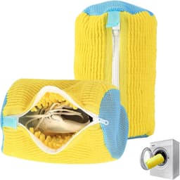 Schoenwaszak voor wasmachine – 360° schoenreiniger met YKK-ritssluiting – herbruikbare waszak voor sneakers, beschermt tegen vervorming en slijtage – 2 stuks (geel) — thumbnail 1