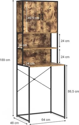 Bovenbouwkast voor wasmachine en toiletkast - Badkameropbergkast met planken en ruimtebesparing — thumbnail 2