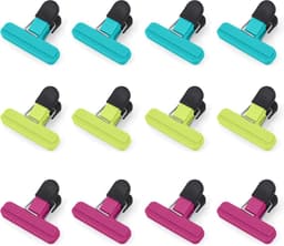 12 stuks kleine sluitklemmen, kunststof voedselklemmen, zakclips, voedselzakclips, vershouden chipclips, zakclips voor geopende snackzakken, koffie en midden van het leven (7,7 x 6,5 cm) — thumbnail 1