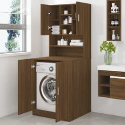 Wasmachine ombouw - Kast - Opbouwmeubel - Verhoger - Wasmachine meubel - Opbergkast - Hout - Bruin Eiken — thumbnail 4