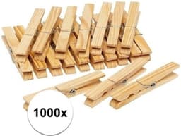 Benson Wasknijpers - 1000x stuks - bamboe - 7 cm - hout - knijpers — thumbnail 5
