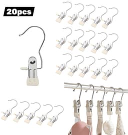 20 stuks - Metalen clips, handdoekklemmen, multifunctionele antislip kledingklemmen voor kleding, sokken, broeken, schoenen (gebroken wit) — thumbnail 1