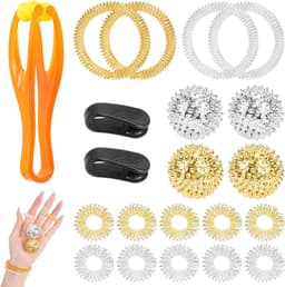 Inovra Plus - Magnetische acupressuur set voor acupressuurmassage - 4 stuks ballen, 10 ringen, 4 armbanden, 2 clips, 1 vingermassageroller - Metaal massageringen en egelbal - Ontspanning en verlichting van pijn — thumbnail 1