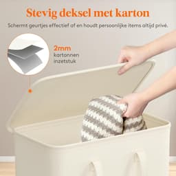 Set van 2 Slanke Wasmanden van 65 Liter – Opvouwbare Smalle Wasmand met Deksel, Verstevigde Bodem en Verlengde Handvatten – Ruimtebesparende Kledingopberger voor Slaapkamer, Badkamer en Wasruimte – Wit — thumbnail 3
