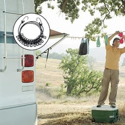 Reiswaslijn met 12 clips - 1,8 meter lange winddichte campingwaslijn voor binnen en buiten — thumbnail 2