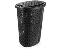 Orion - Wasmand - Zwart - 45L - Slank Ontwerp - Deksel