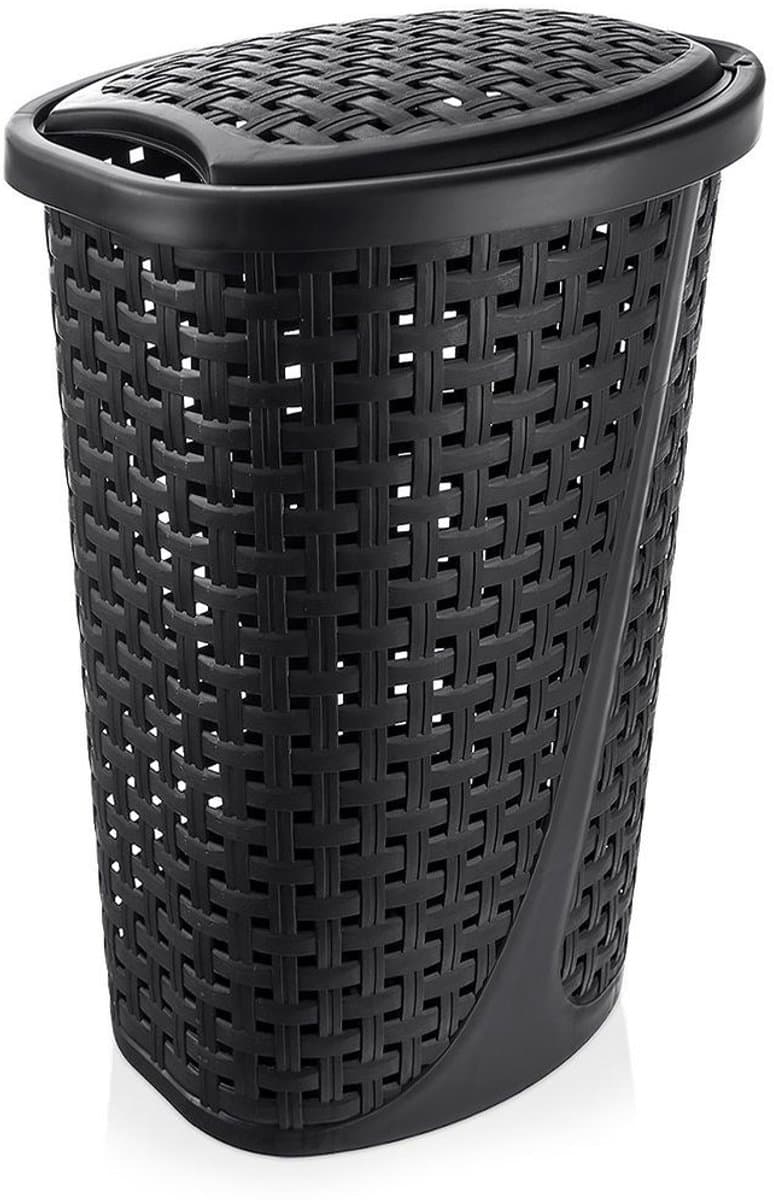 Orion - Wasmand - Zwart - 45L - Slank Ontwerp - Deksel — afbeelding 1