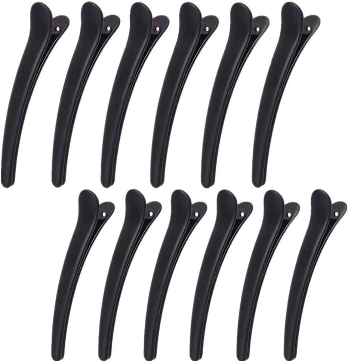 Haarklemmen Set - Kappers Clips - Haar Styling - Antislip Ontwerp - 12 cm 12 Stuks - Mat Zwart — afbeelding 1