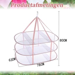 QTTVBTNA - Droogmand - 3-Laags Mesh Droognet - Leg plat om te drogen - Voorkomt vervorming van kleding - Hangende droogrek - Opvouwbaar - Roze - 78x61cm - 1 stuk — thumbnail 3