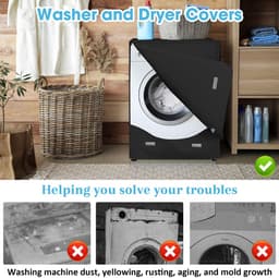 Wasmachinehoes - Beschermhoes voor wasmachine - Stofzuigerhoes voor wasmachine - Drogerhoes - Waterdicht, zonwerend, stofdicht - Oxford doek - 60 x 60 x 88 cm - Geschikt voor opzet- en droogkasten buiten - Zwart — thumbnail 4