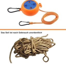 Uittrekbare 10 meter waslijn met 10 gespen en 20 winddichte wasknijpers — thumbnail 5