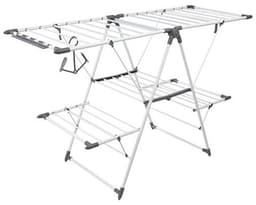 Storage Solutions Droogrek - zilverkleurig - metaal - 156 x 61 x 96 cm - staand en inklapbaar - Was ophangen — thumbnail 4