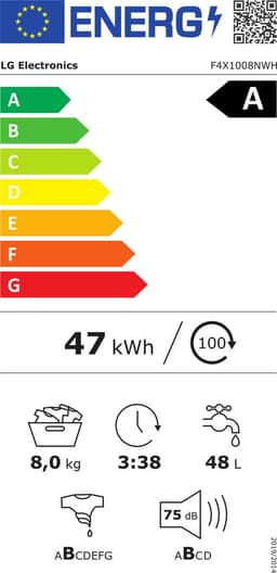 LG F4X1008NWH wasmachine Voorlader 8 kg 1400 RPM Wit — thumbnail 2