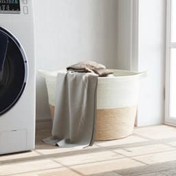 vidaXL - Wasmand - Ø - 60x36 - cm - katoen - beige - en - wit — thumbnail 4