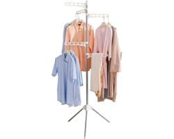 Opvouwbaar droogrek voor kleren - inklapbaar statief - kleerhanger hoek kledingstuk opslag plank - draagbaar wasorganisator - ivoor folding wall laundry rack