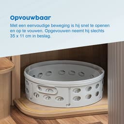 ProPlus Opvouwbare Wasmand - Ø 35 cm, H: 34 cm - Compact - Met 2 zijgrepen - Strijkmand - Opbergmand - Caravan- camperaccessoires - Lichtgrijs — thumbnail 4