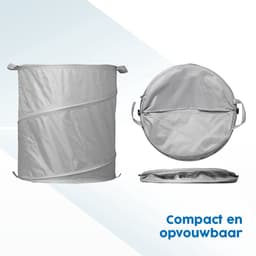 ProPlus Waszak - Wasmand - Pop-up Waszak - Ø 45 cm - Camping Wasmand - Camper/caravan wasmand - Ruimtebesparend - voor Campingreizigers - met Handvat - Opbergmand - Opvouwbaar - Grijs — thumbnail 4