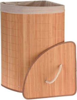 Bathroom Solutions Wasmand - bamboe hout - met deksel - naturel - 35 x 35 x 60 cm - 70 liter - opvouwbaar — thumbnail 4